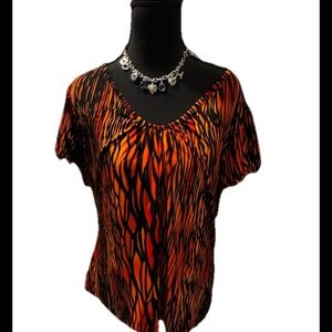 Worthington Orange and Black Blouse